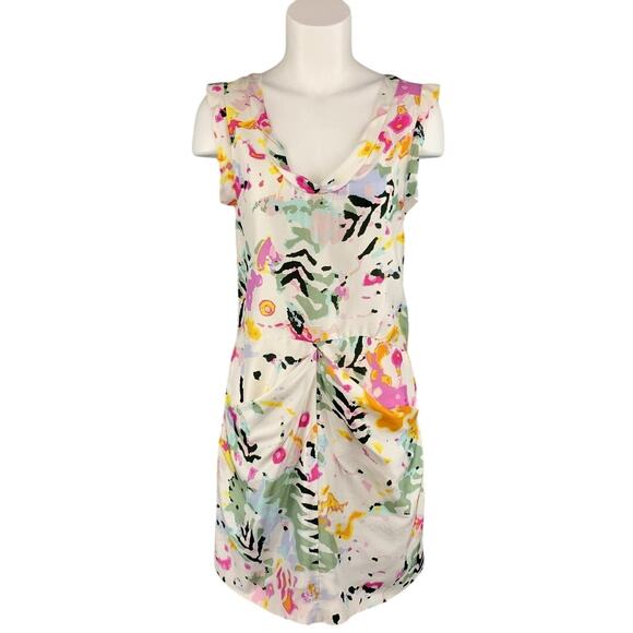 Thakoon White Floral Print Sleeveless Silk Sheath Mini Dress 6 - Picture 1 of 15